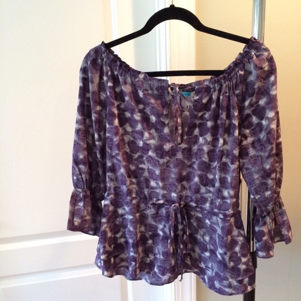 NWT Alice + Olivia Camilla Silk Print Blouson Top